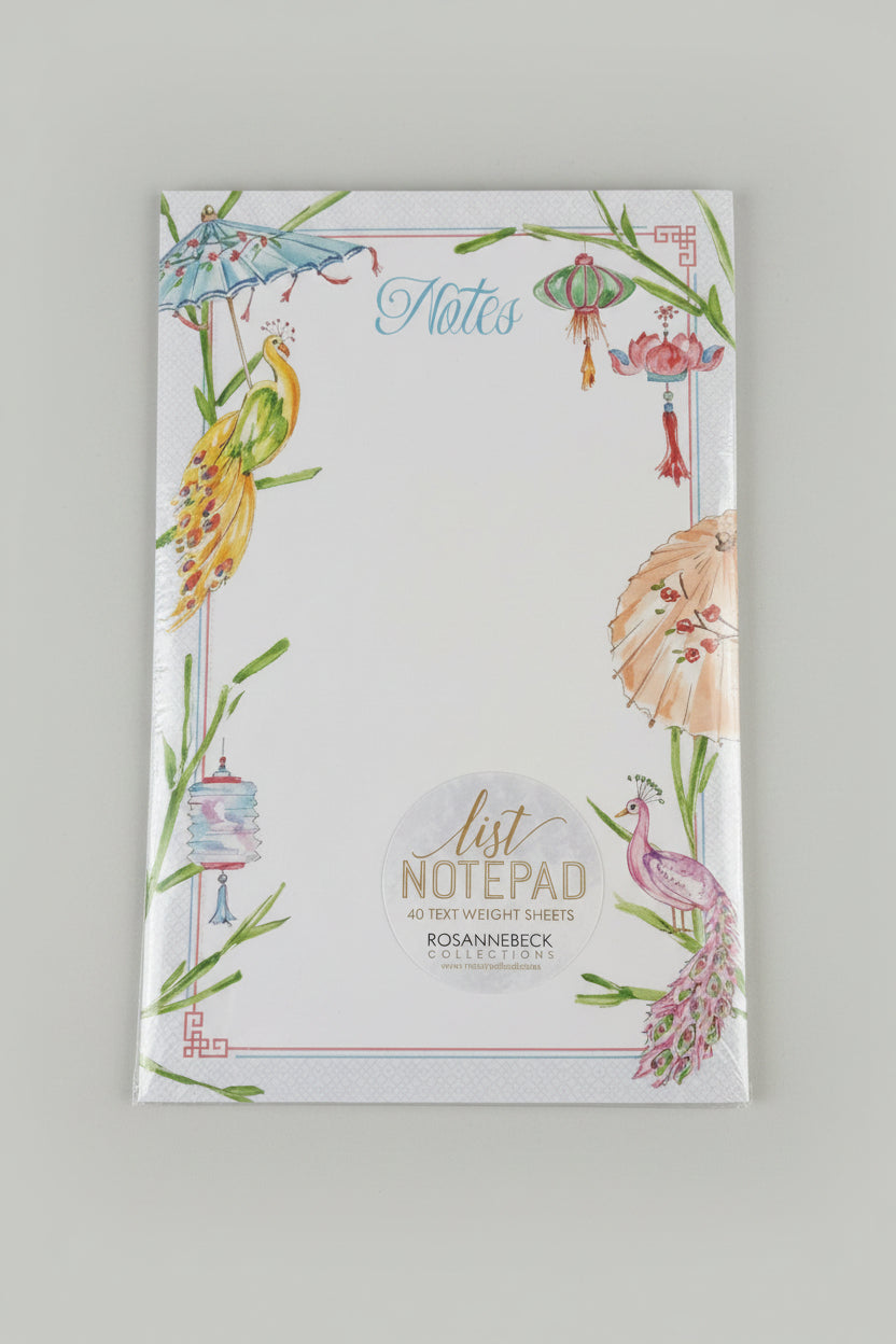 Notepad-Colorful Peacocks, Umbrellas, and Lanterns