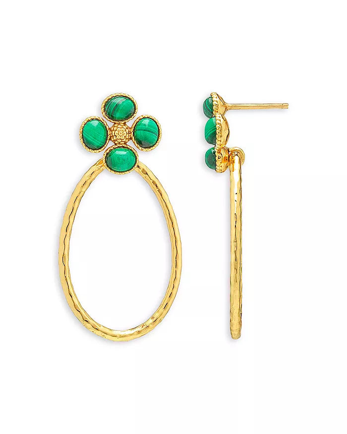Capucine de Wulf Berry Clover Teardrop Earrings - Malachite