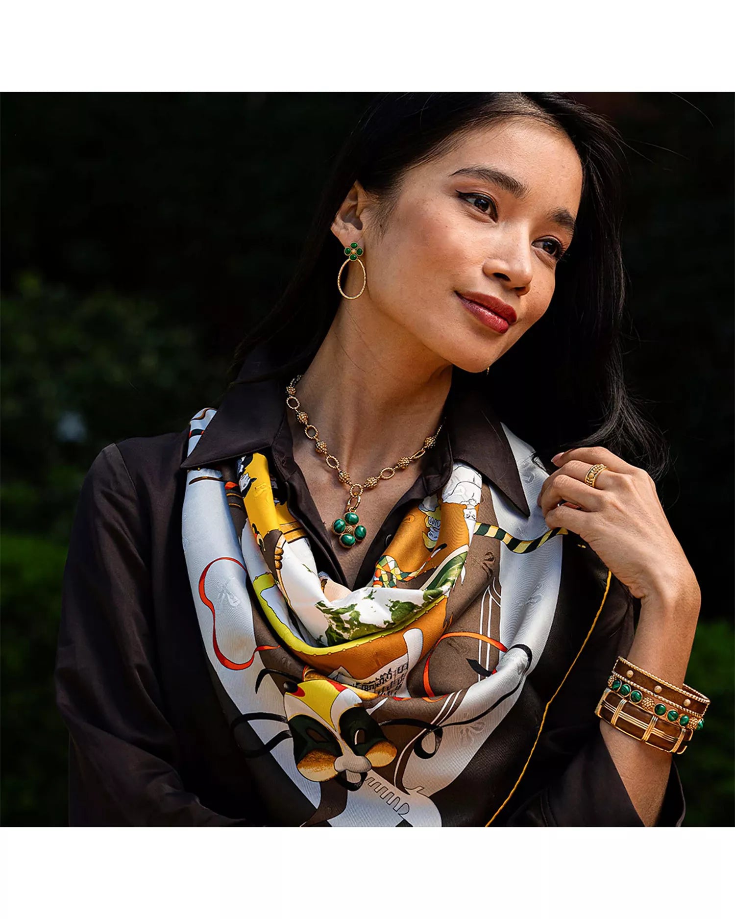 Capucine de Wulf Berry Clover Teardrop Earrings - Malachite