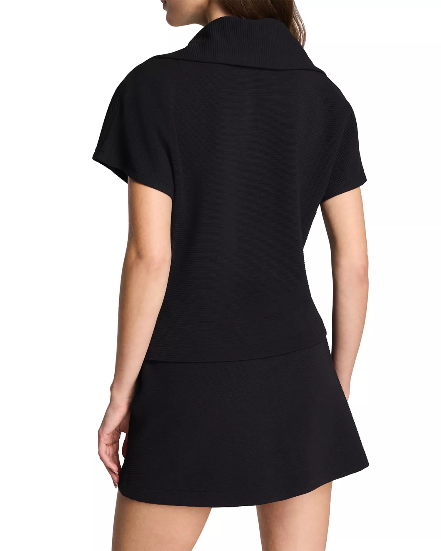 Spanx Airessentials® French Rib Short Sleeve Half Zip - Very Black