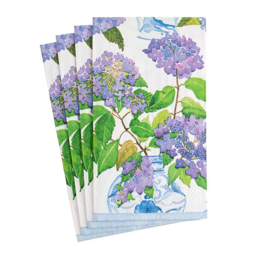 Caspari Hydrangeas & Porcelain Beverage Napkins - Cocktail and Guest