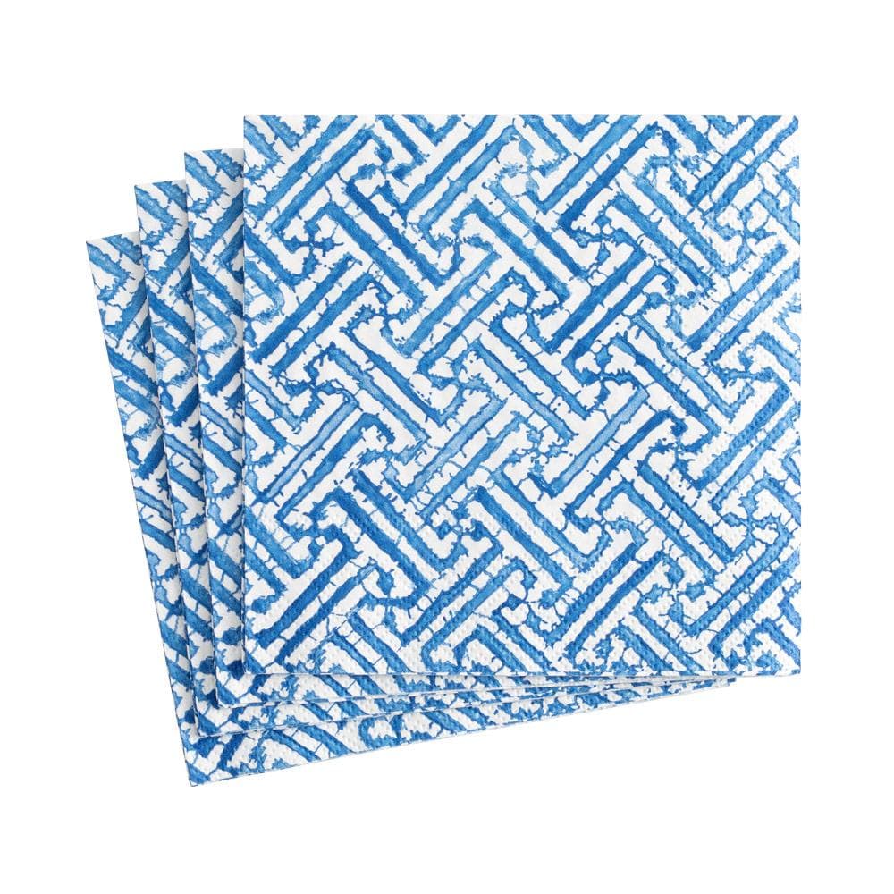 Fretwork Blue Napkin - Cocktail and Guest Size