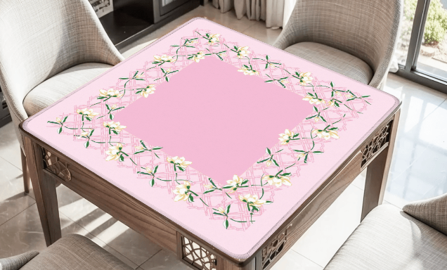 Magnolia Trellis Mahjong Mat: Pink