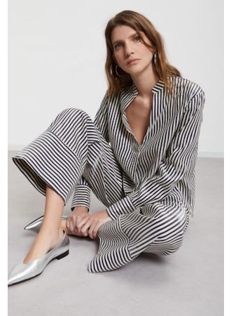 Ottod'ame Striped Pants - Cream & Navy