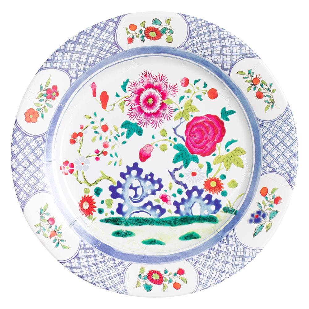 Caspari Floral Paper Dinner or Salad Plates 12 Pack