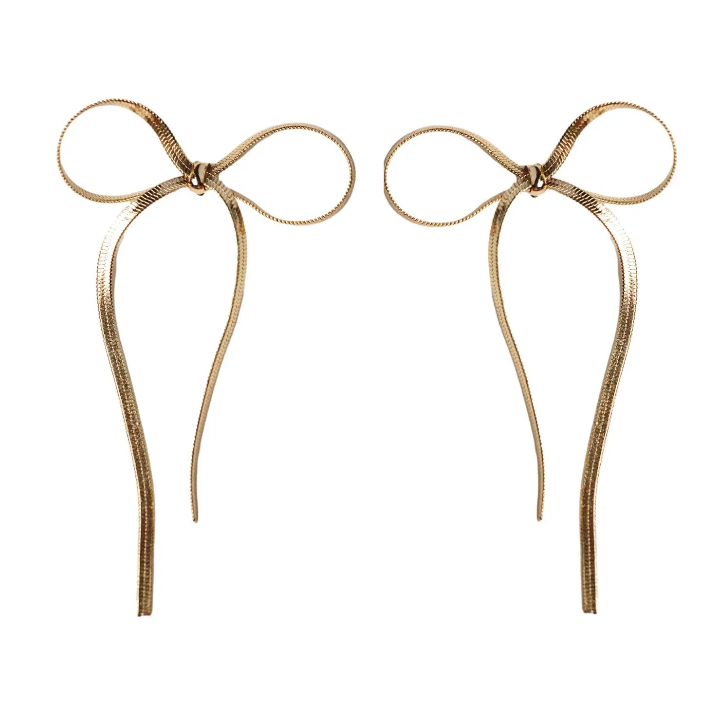 Maxi Gold Duster Bow Holiday Statement Earrings