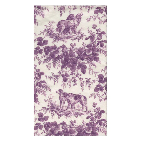Caspari Hunting Toile Aubergine Napkins - Guest and Cocktail