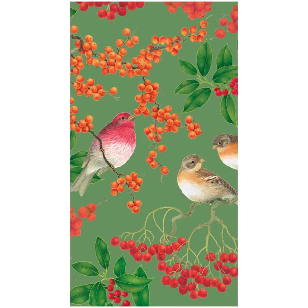 Birds and Berries Green Napkins - 2 Sizes
