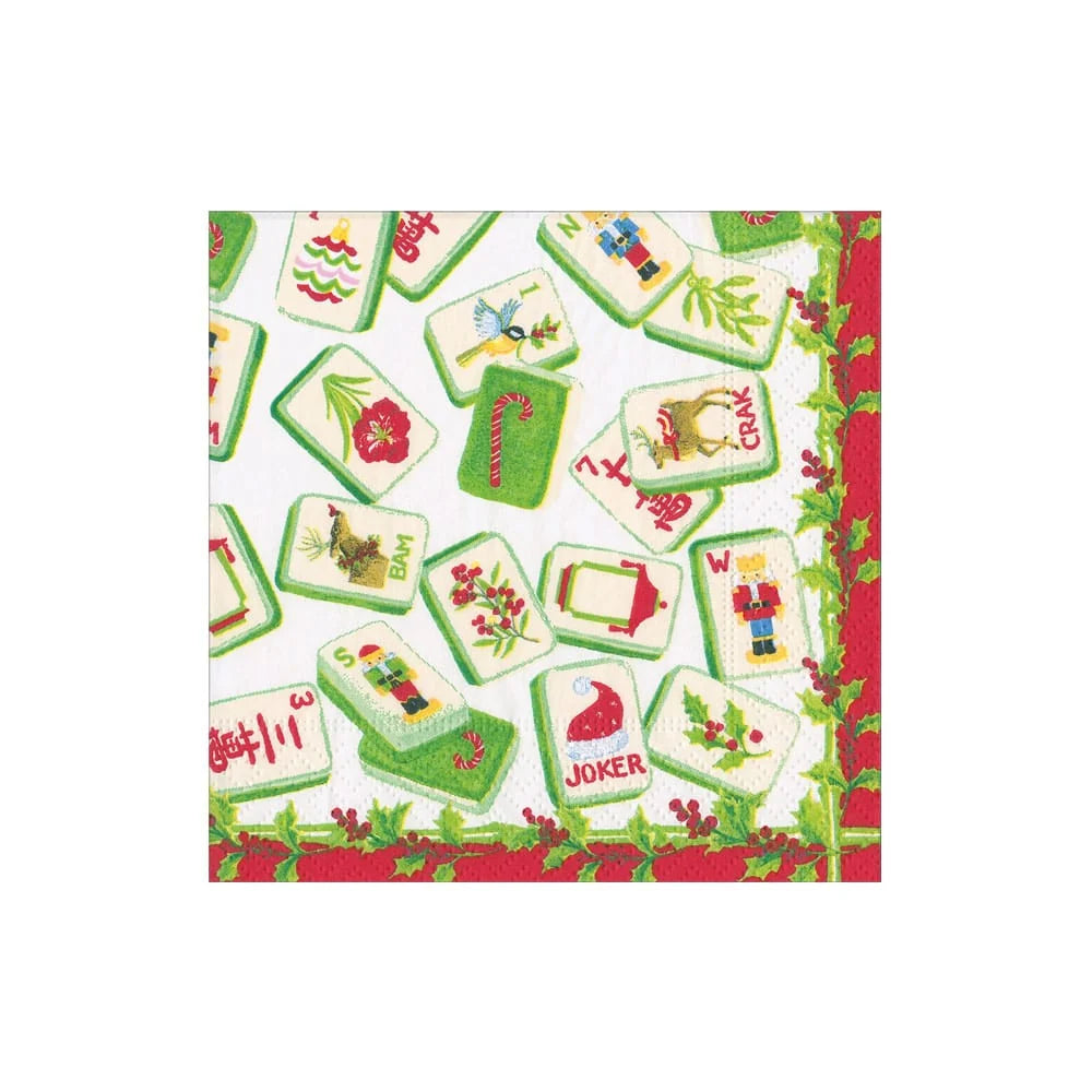 Christmas Mahjong Cocktail Napkin