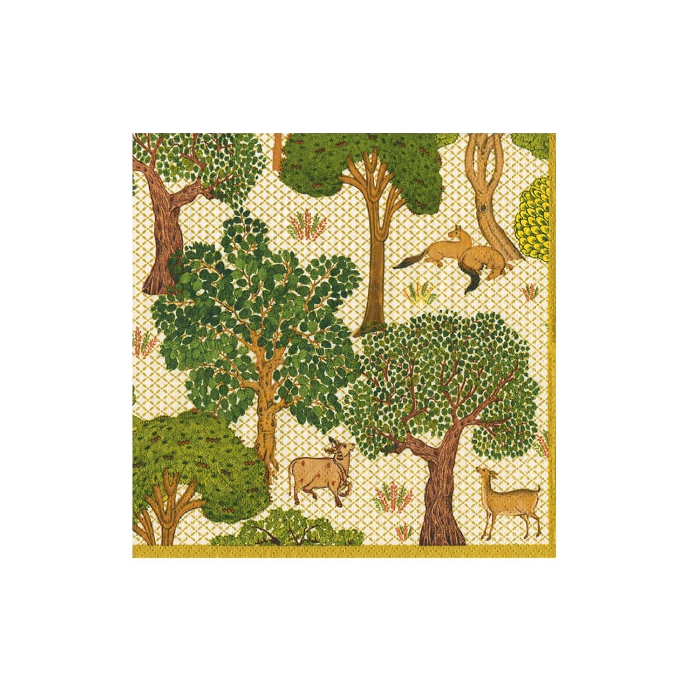 Arcadian Forest Linen Cocktail Napkin