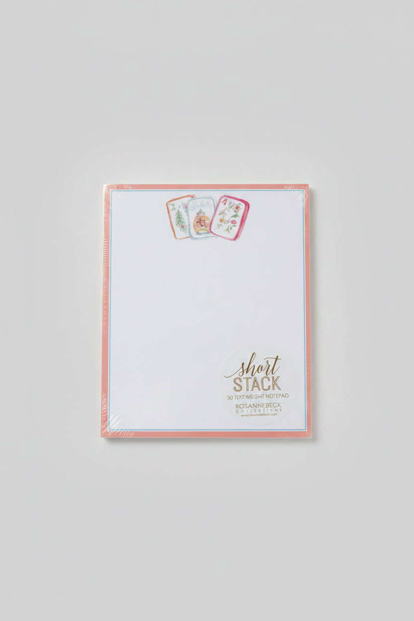 Short Stack Pad - Mahjong Tile Trio Peach and Blue Border