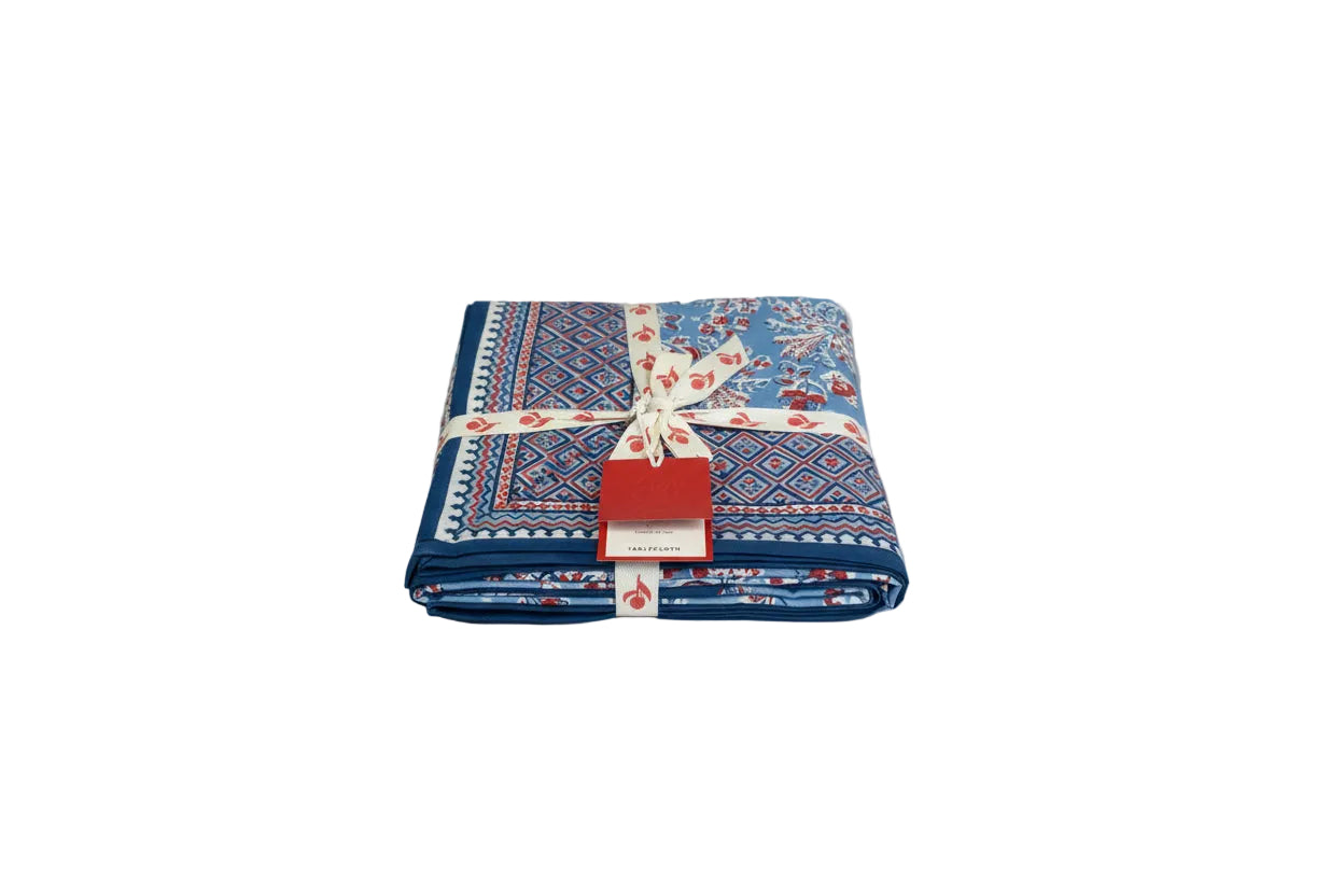 Pomegranate Grecian Palm Red, White & Blue Tablecloth - 2 Sizes