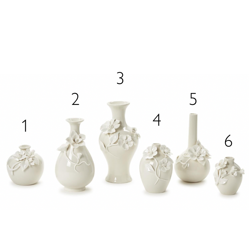 Mini Vases with Sculpted Flowers  - (six designs)