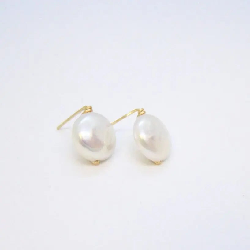 J. Mills Freshwater Coin Pearl Stud Earrings