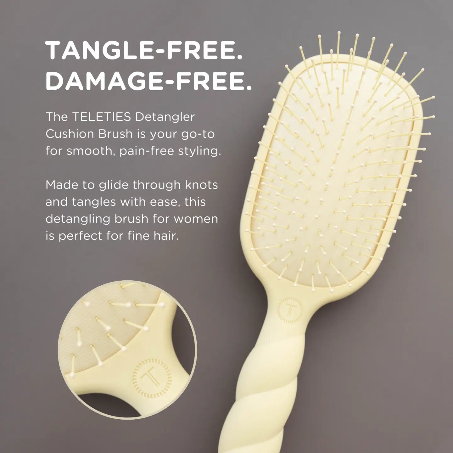 Teleties Detangler Hair Brush For Fine Hair - Tan
