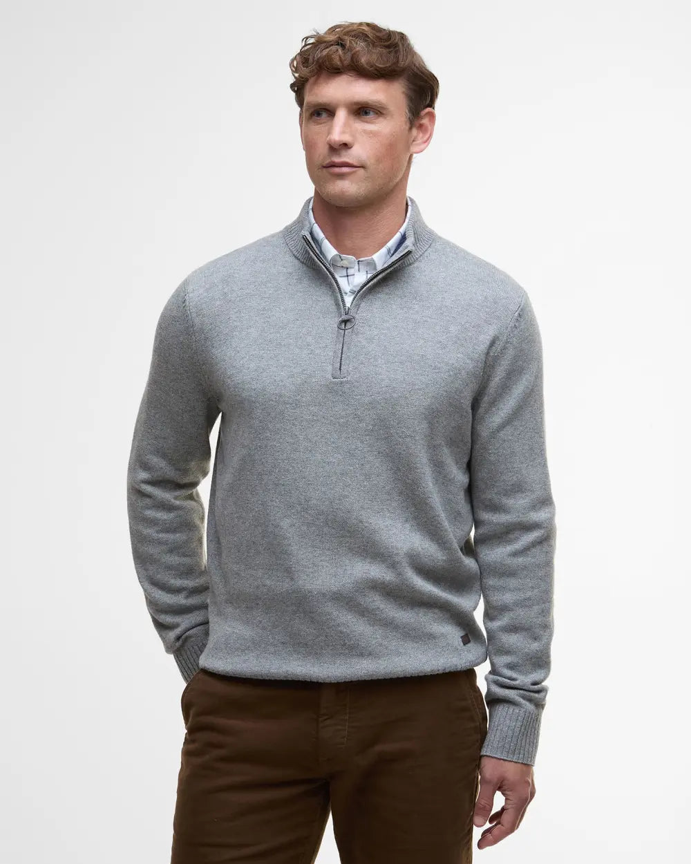 Barbour Kelson Half Zip Knitted Sweater - Grey Marl