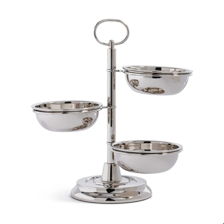 3 Tier Metal Condiment Set - Polished Nickel