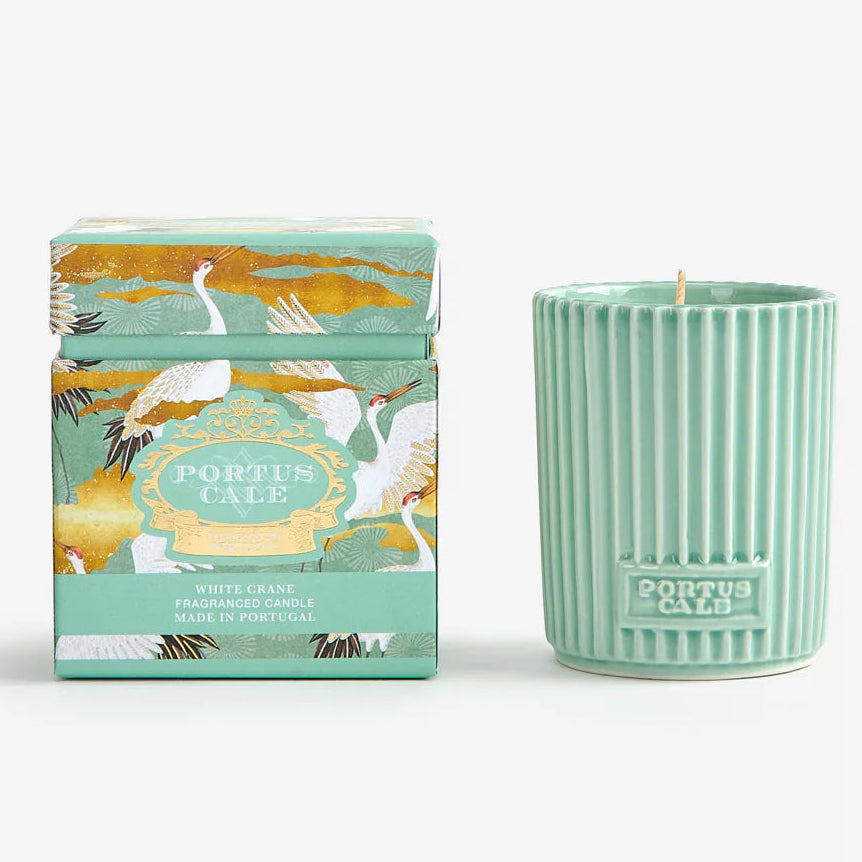 Portus Cale White Crane Candle