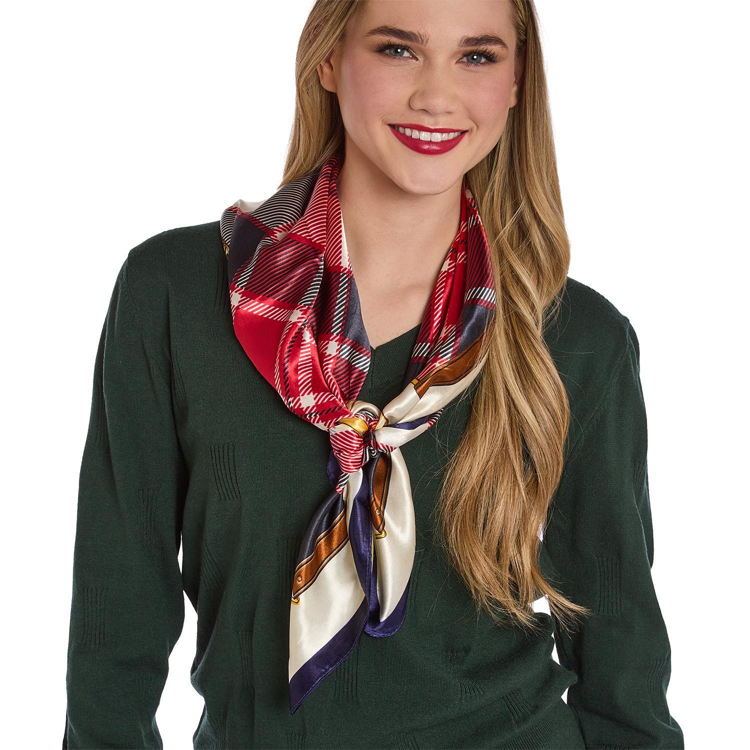 Tartan Silky Scarf | Red Plaid and Green Plaid