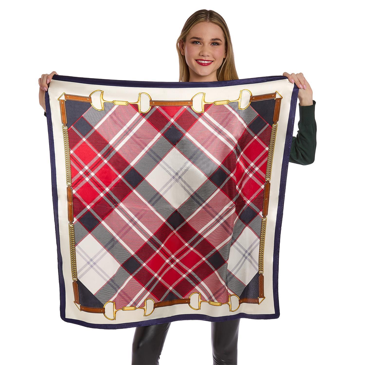 Tartan Silky Scarf | Red Plaid and Green Plaid