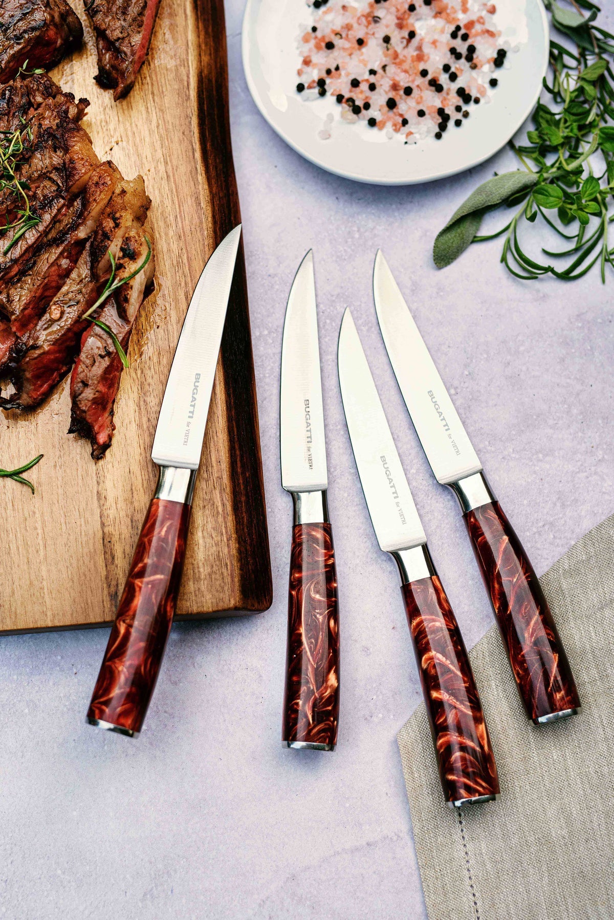 Vietri Coltelli Marbled Steak Knives | Brown and Black