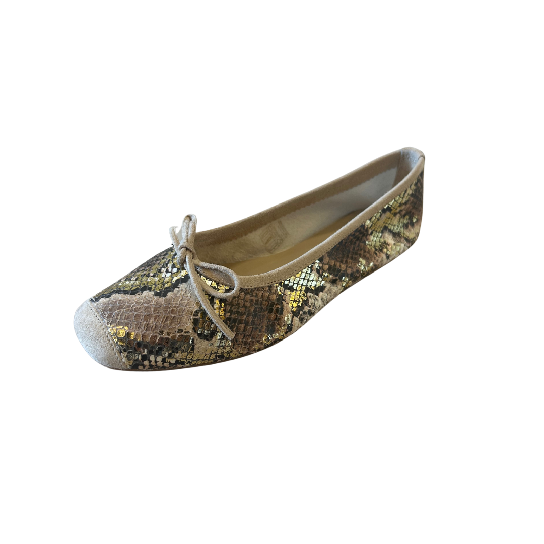 Python Metal Gold Ballerina Flats