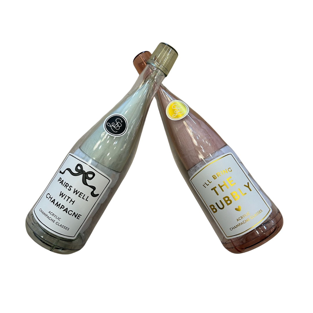 Acrylic Bottle with Acrylic Champagne Glasses - 2 Varieties