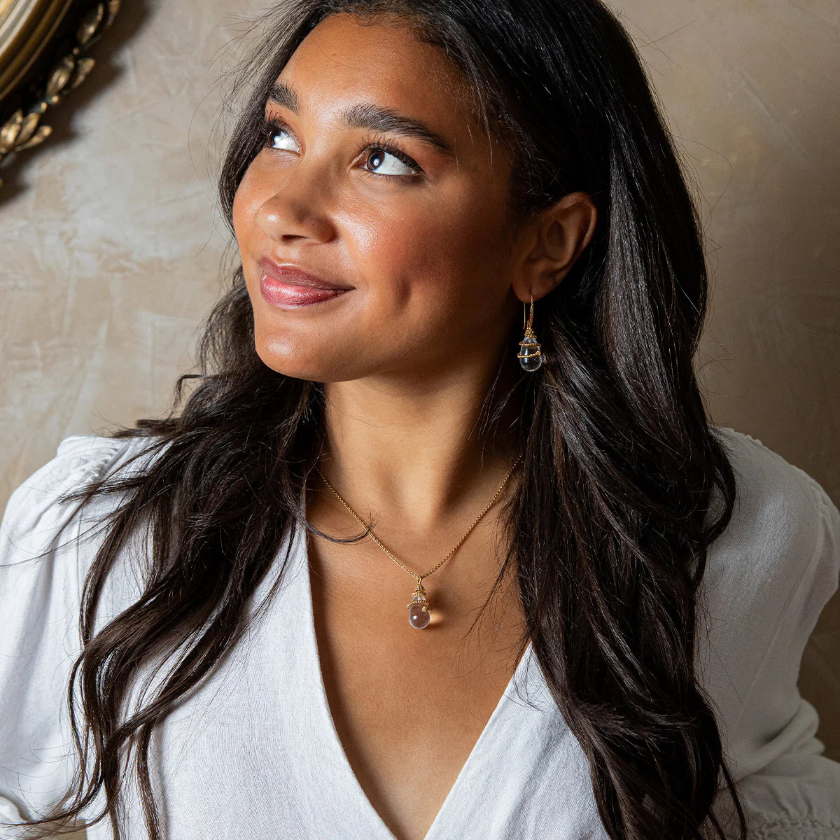 Capucine de Wulf Lily Drop Earrings - Clear Quartz