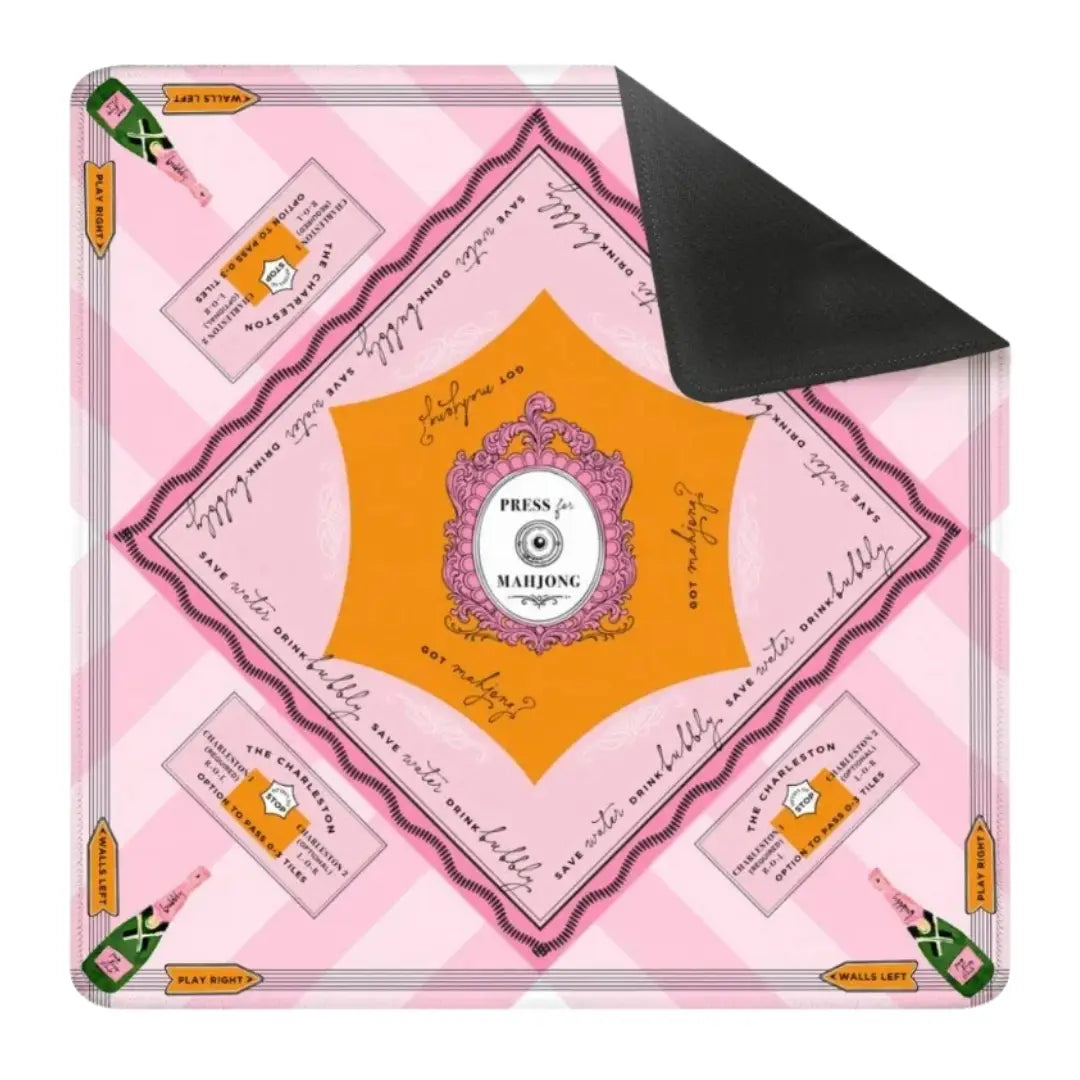 Neoprene 'press For Mahjong' Mat | Champagne & Mahj