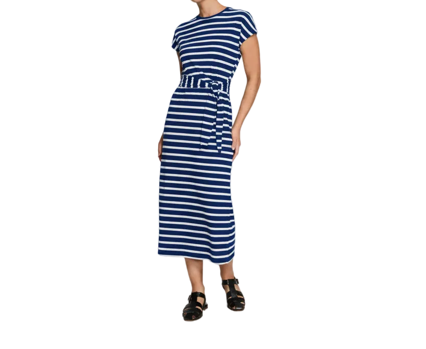 SPANX Airessentials Tie-Waist Maxi Dress - Yacht Navy Stripe