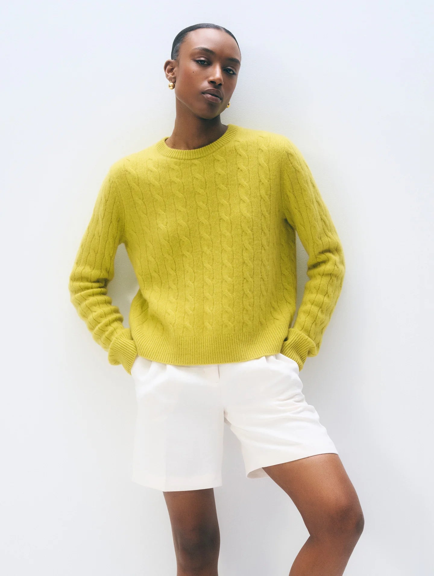 White & Warren Cashmere Cable Crewneck | Citronelle
