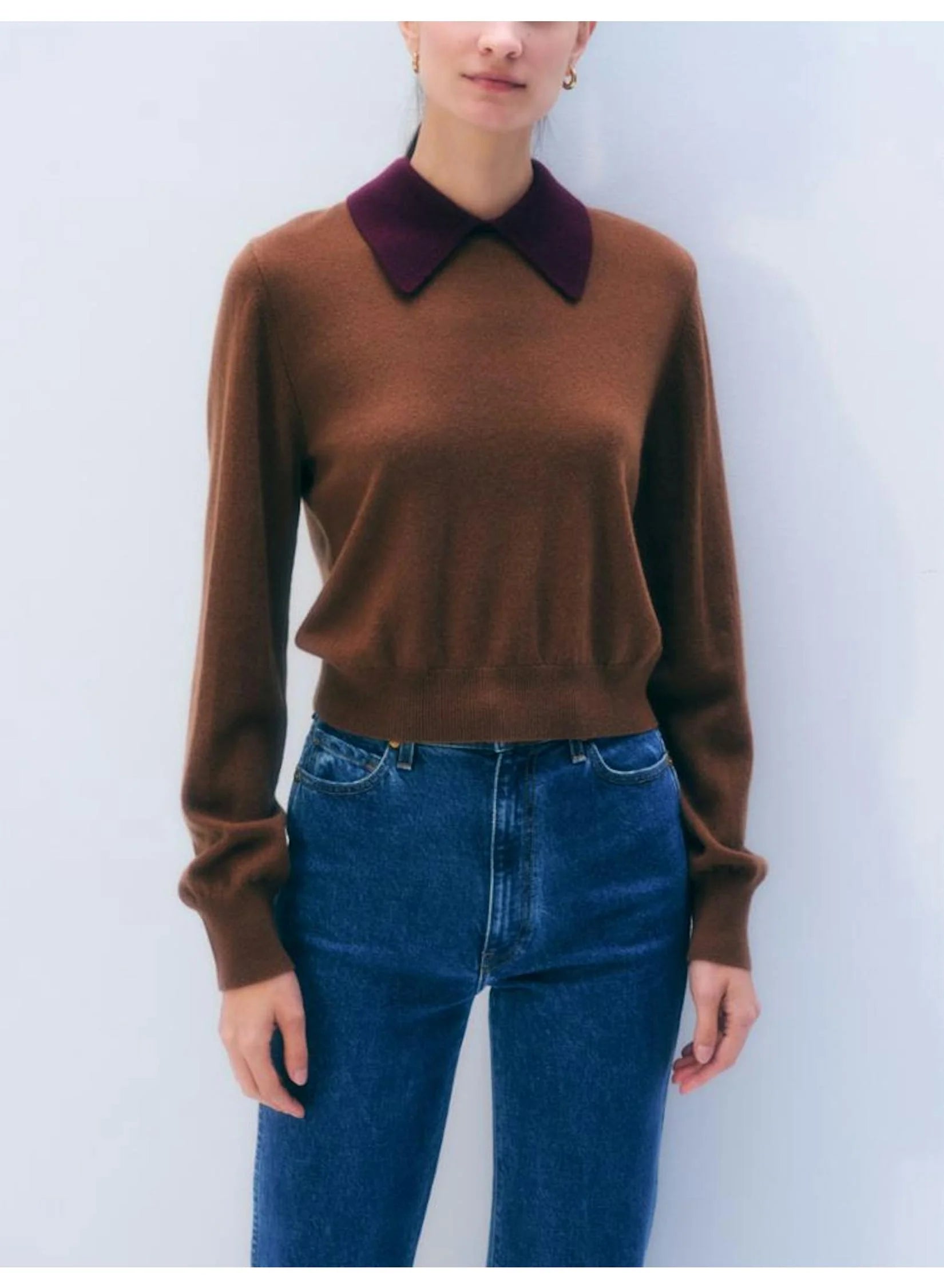 Cashmere Contrast Collar Sweater