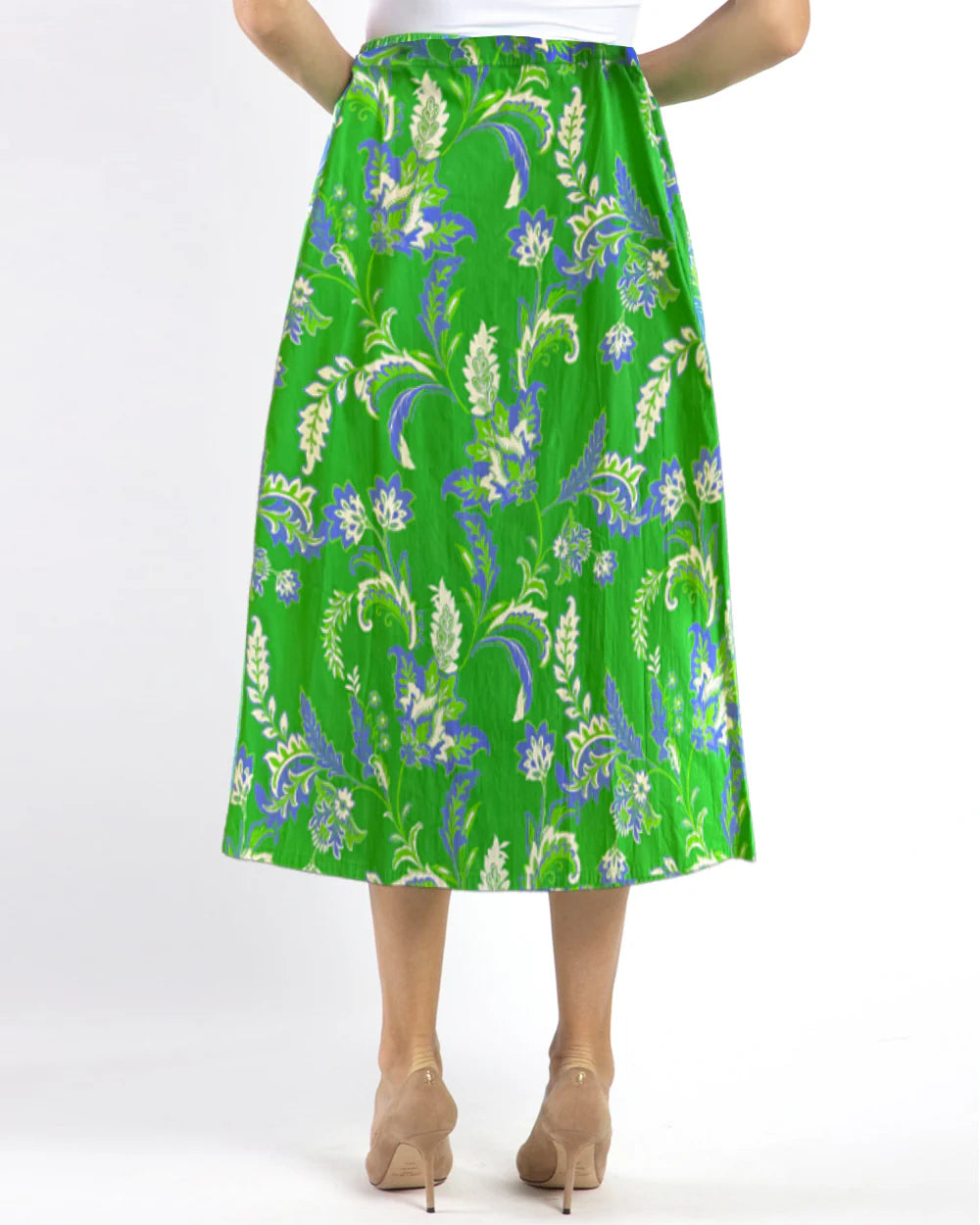 Jude Connally Jeannette Stretch Poplin Skirt - Feathered Floral Grass