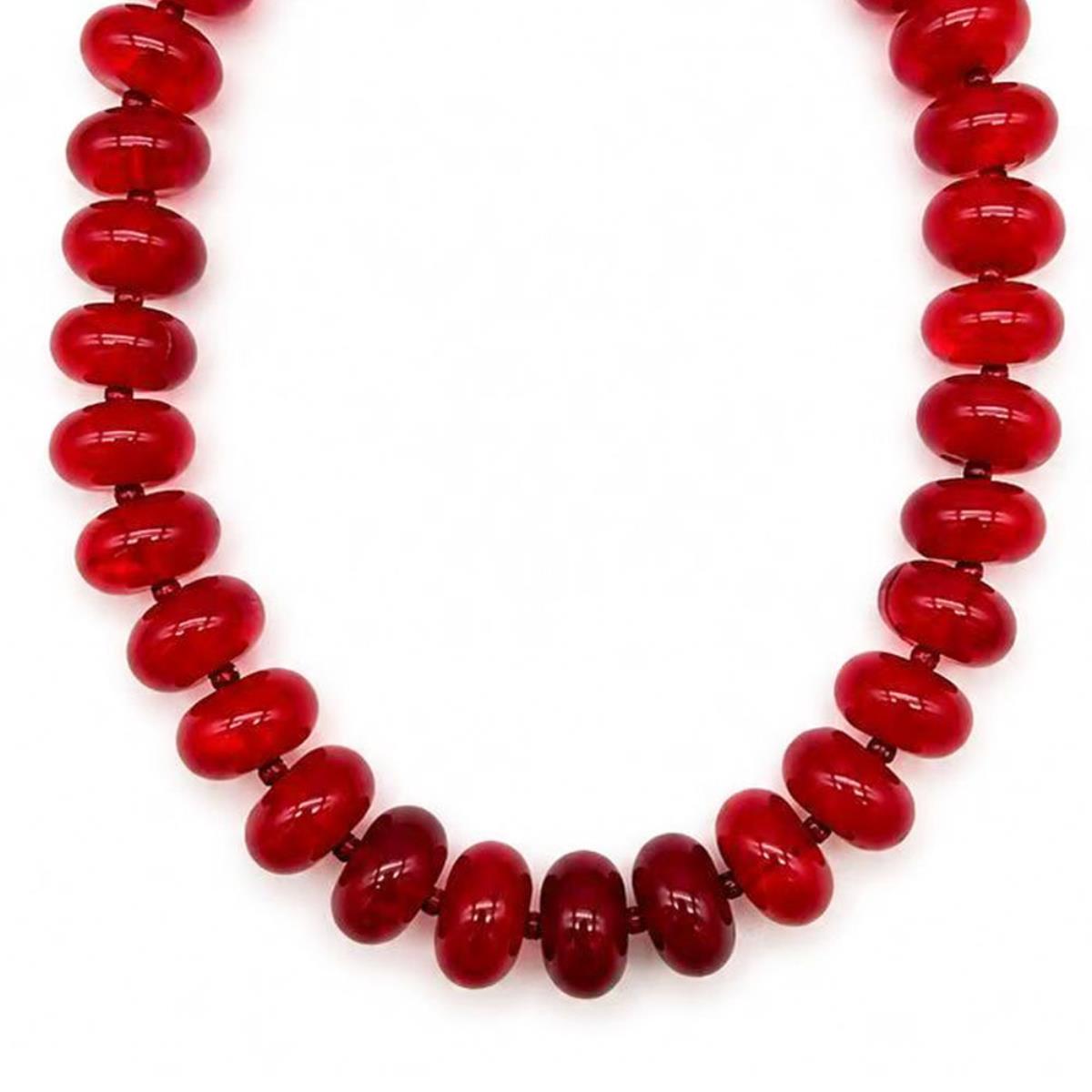Flat Bead Necklace - Red or Navy