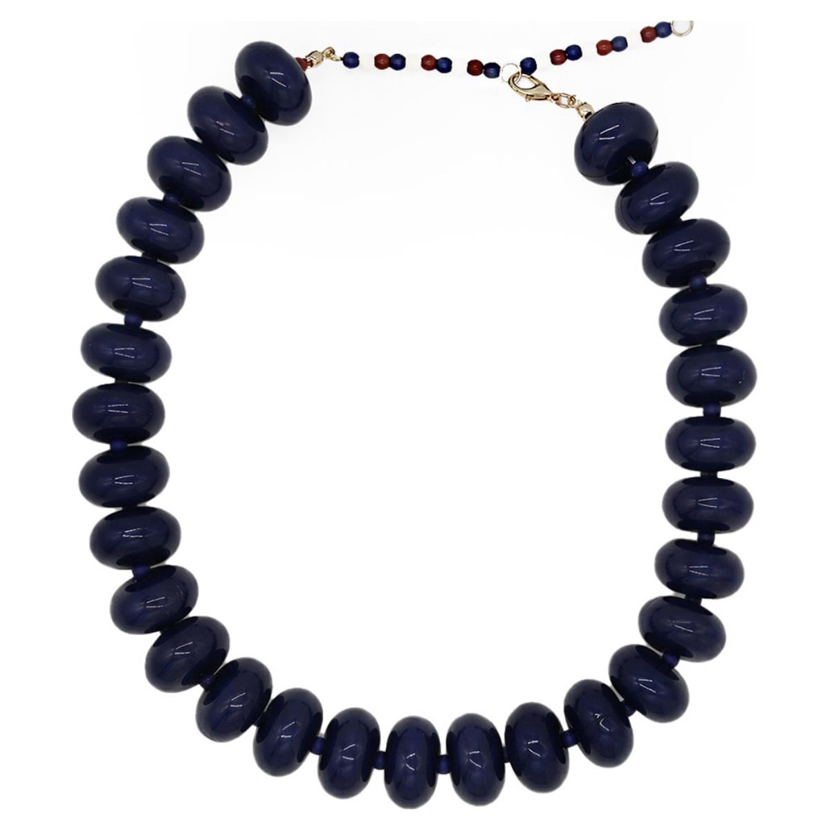 Flat Bead Necklace - Red or Navy