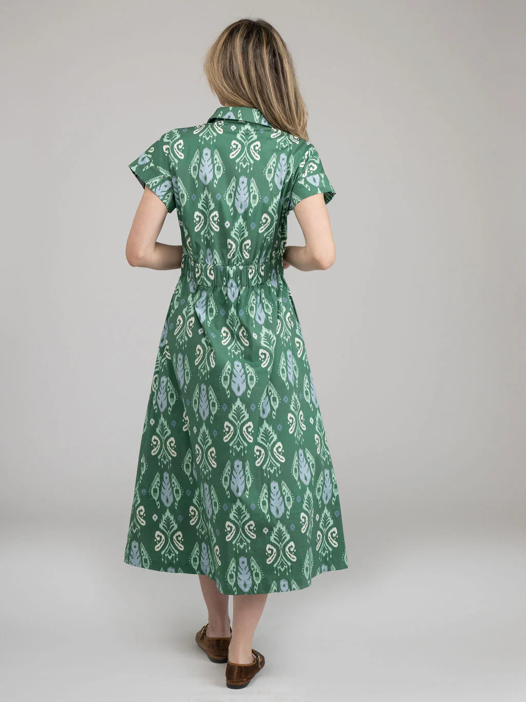 Beau and Ro Lisa Midi Dress - Ikat - Green