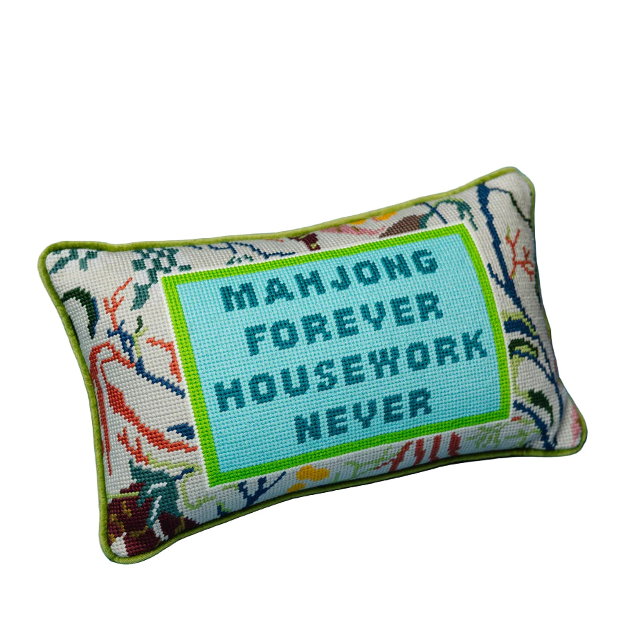 Mahjong Needlepoint Pillow