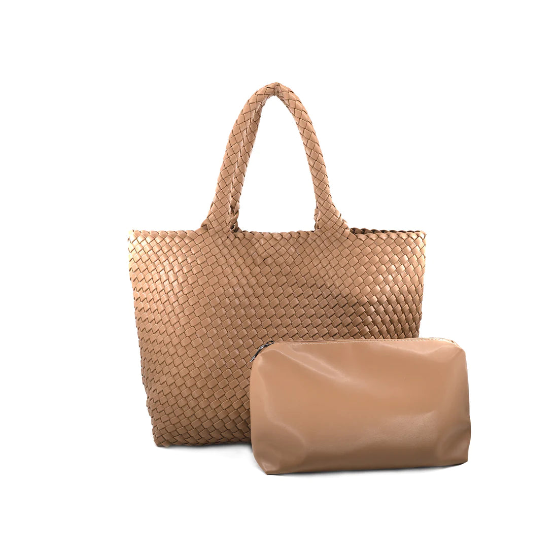 Vegan Leather Woven Tote - (multiple colors)