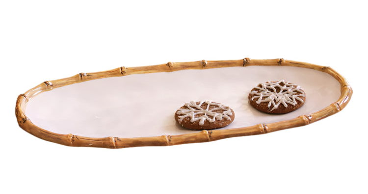 Beatriz Ball White Melamine Bamboo Medium Oval Platter