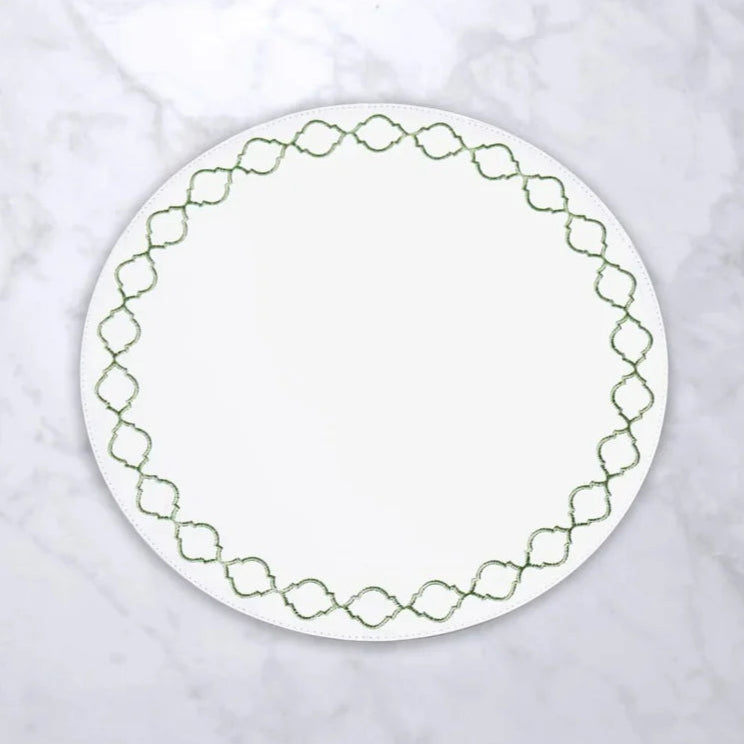 Beatriz Ball Round Quatrefoil Placemats - Green