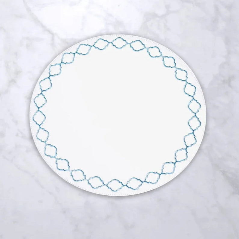 Beatriz Ball  Round Quatrefoil Placemats Blue