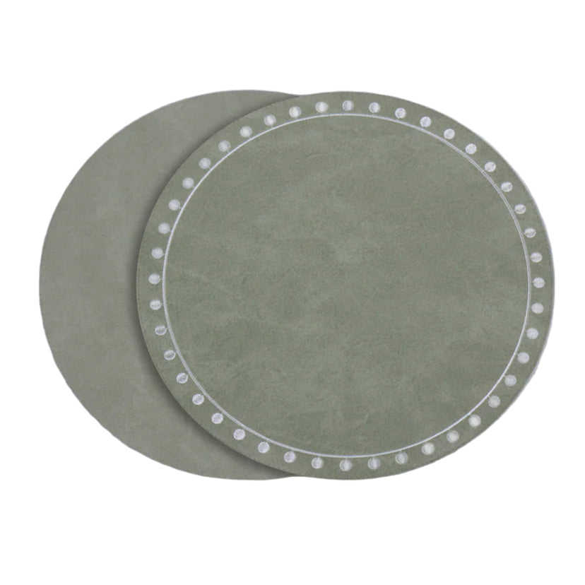 Beatriz Ball Round Embroidered Dots Placemats - Green