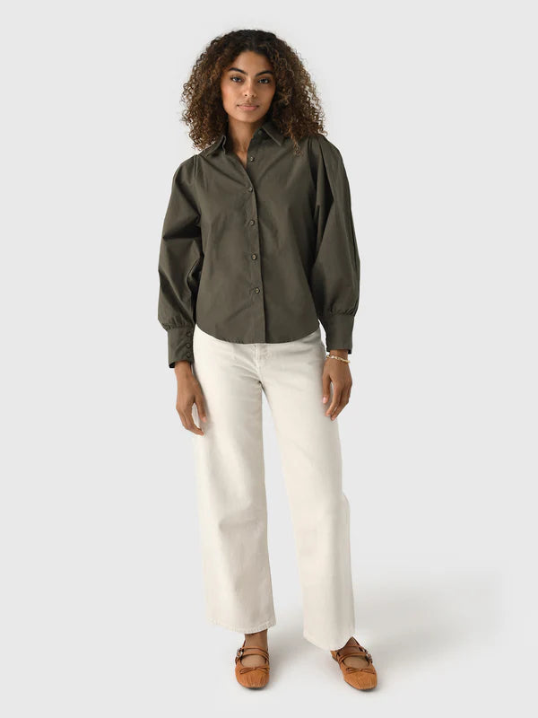 Charlotte Poplin Top - Olive
