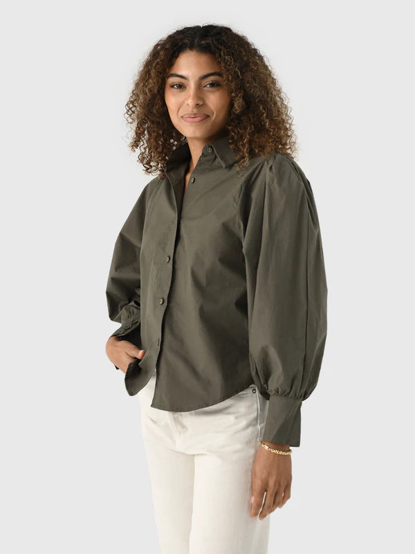 Charlotte Poplin Top - Olive