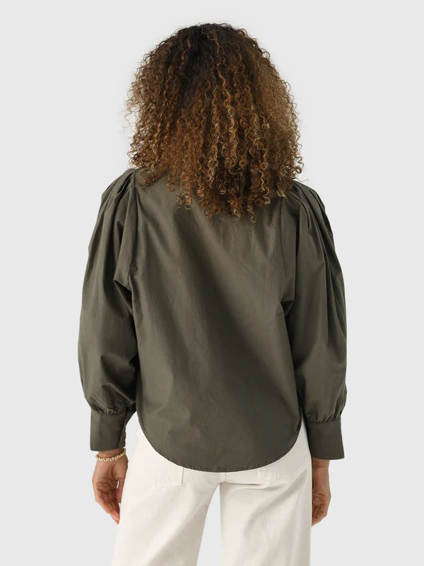 Charlotte Poplin Top - Olive