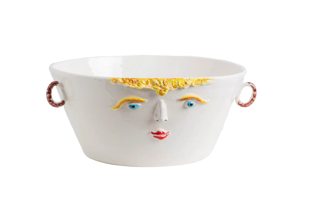 Handcrafted Italian Face Serving Bowl