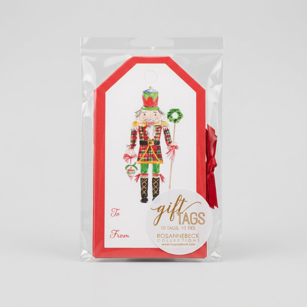 Gift Tags - Handpainted Red and Green Plaid Nutcracker
