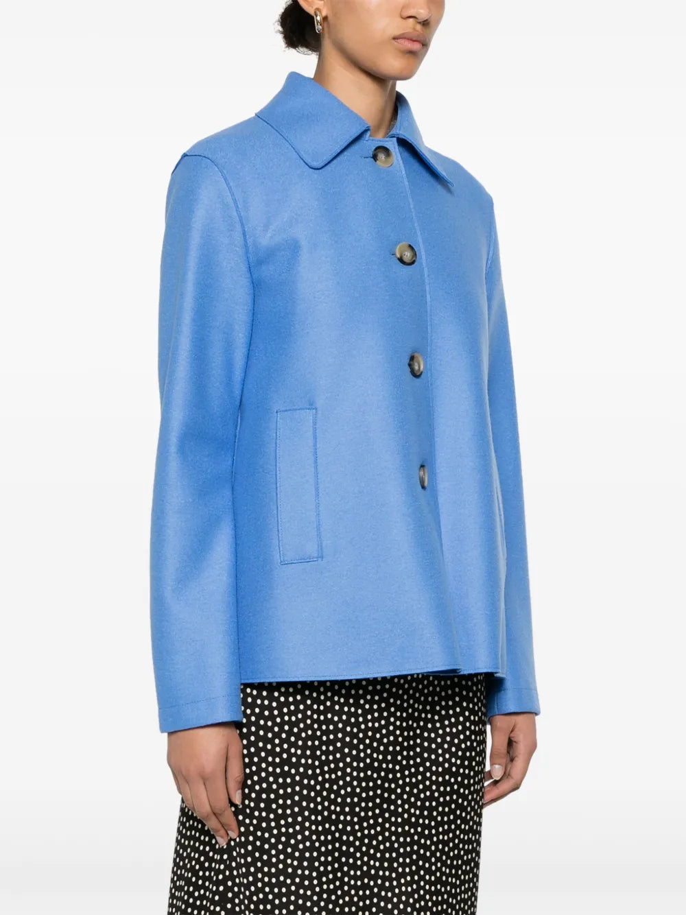 Harris Wharf London Short Loden Light Pressed Wool - Azure