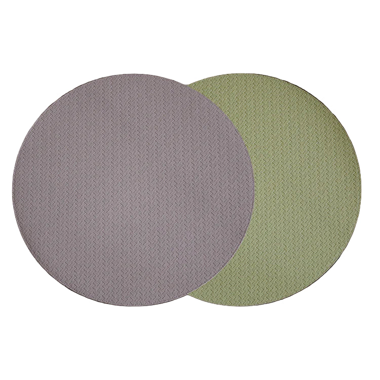 Reversible 15" Round Placemats Set of 4 - Pale Green and Taupe Grey