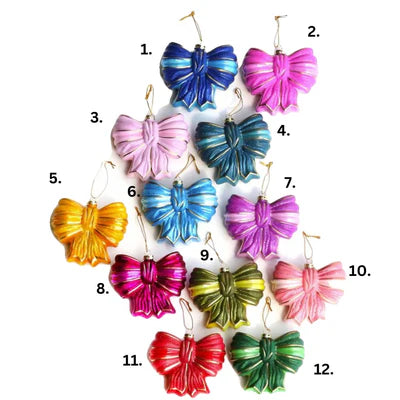 Satin Bow Ornaments - 12 Colors